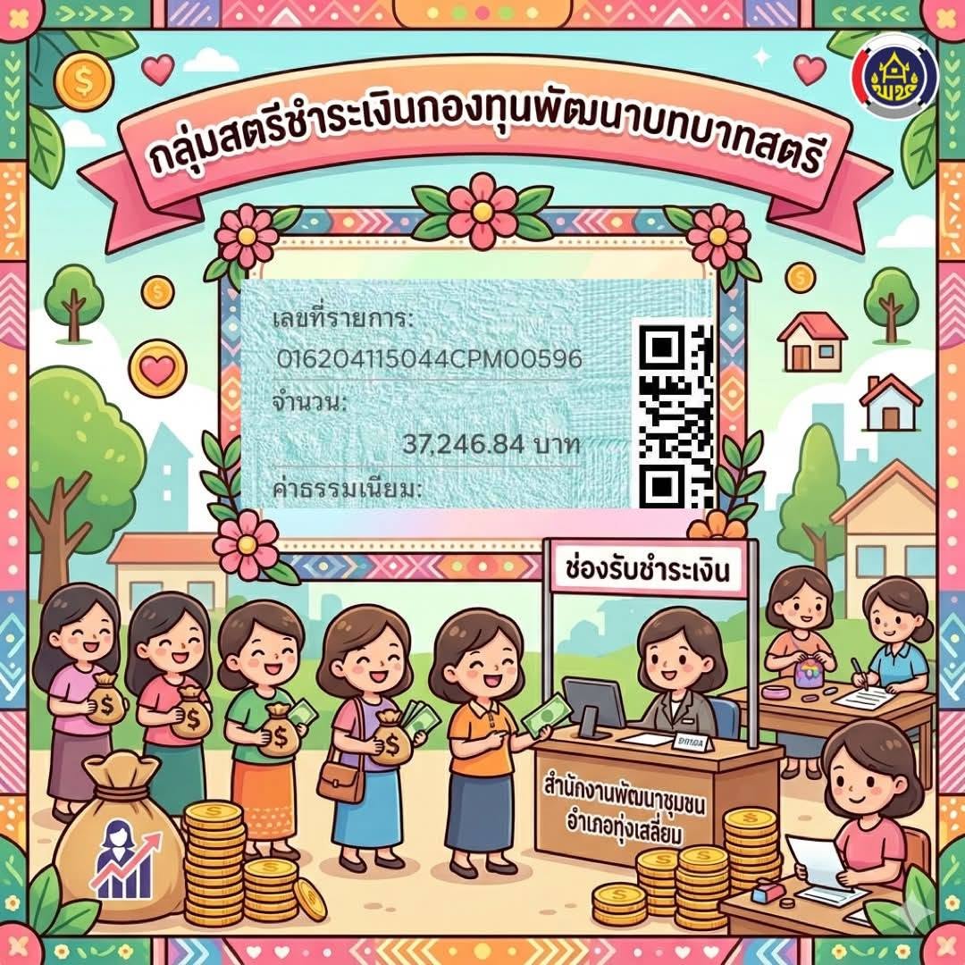 พช.ทุ่งเสลี่ยม รับชำระกองทุนพัฒนาบทบาทสตรี ของกลุ่มเลี้ยงหมู หมู่ 2 ตำบลบ้านใหม่ไชยมงคล