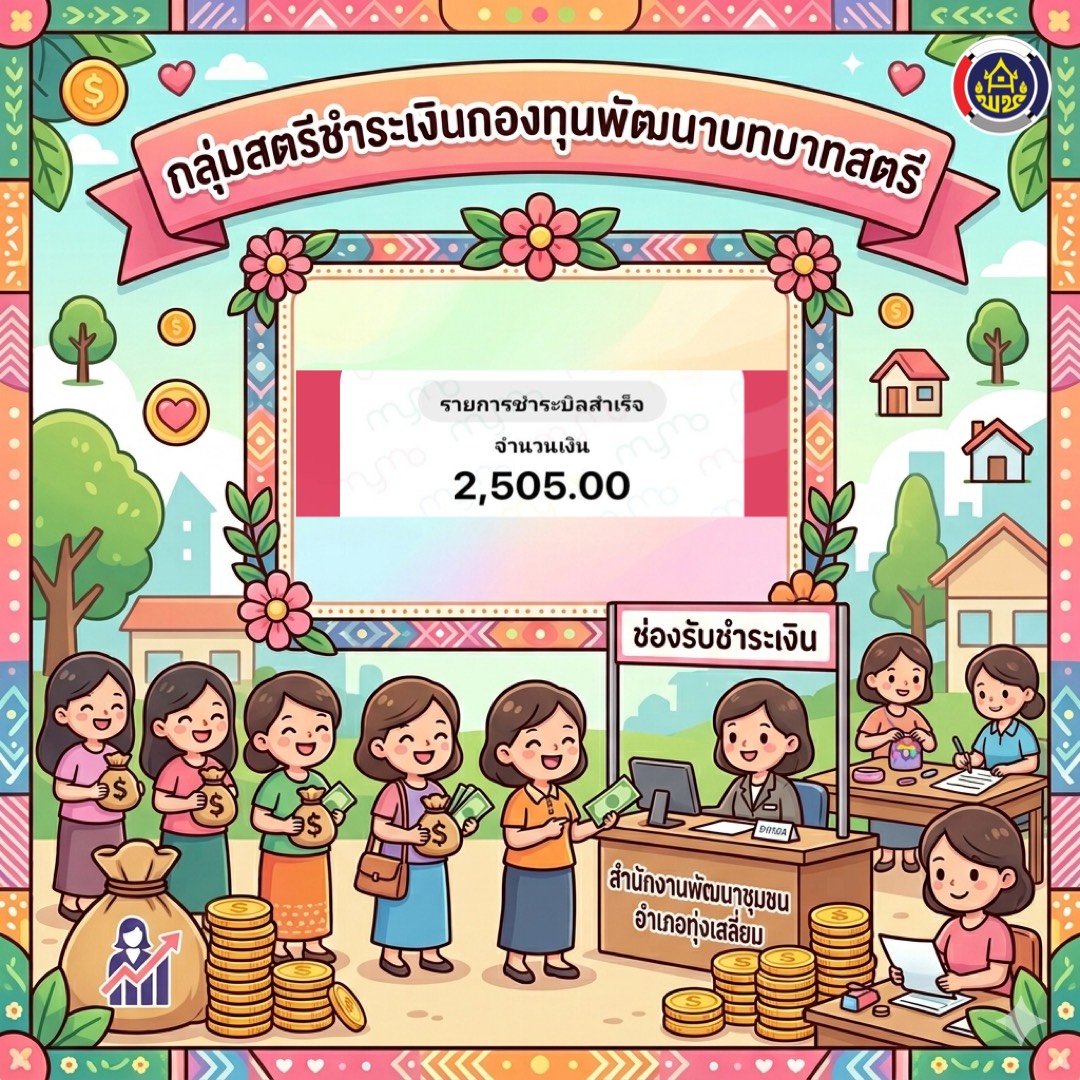 พช.ทุ่งเสลี่ยม รับชำระกองทุนพัฒนาบทบาทสตรี ของกลุ่มเลี้ยงโค หมู่ 10 ตำบลทุ่งเสลี่ยม